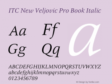 ITC New Veljovic Pro Book It Version 1.00 Font Sample