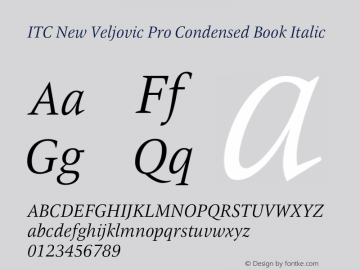 ITC New Veljovic Pro Cn Book It Version 1.00 Font Sample