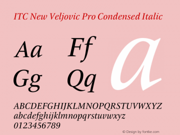 ITC New Veljovic Pro Cond It Version 1.00 Font Sample