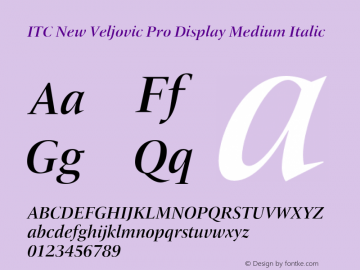 ITC New Veljovic Pro Disp Md It Version 1.00 Font Sample