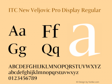 ITC New Veljovic Pro Disp Rg Version 1.00 Font Sample