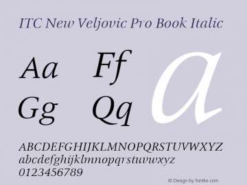 ITC New Veljovic Pro Book It Version 1.00 Font Sample