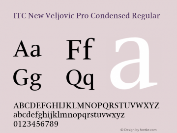 ITC New Veljovic Pro Cn Regular Version 1.00 Font Sample