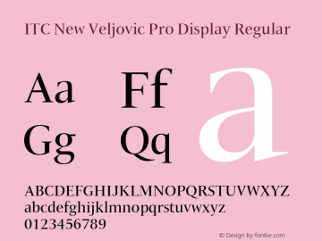 ITC New Veljovic Pro Disp Rg Version 1.00 Font Sample