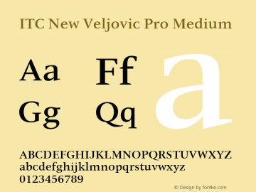 ITC New Veljovic Pro Medium Version 1.00 Font Sample