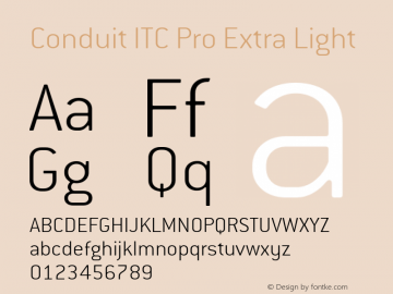 ConduitITCPro-ExtraLight Version 1.00; 2007 Font Sample