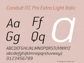 ConduitITCPro-ExtraLightItalic Version 1.00; 2007图片样张