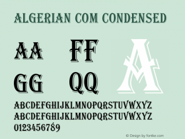 Algerian Com Condensed Version 1.01 Font Sample