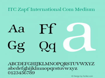 ITC Zapf International Com Medium Version 1.01 Font Sample