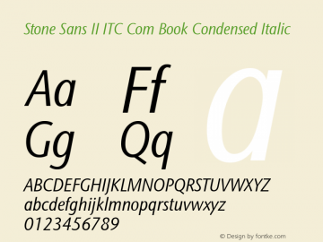 Stone Sans II ITC Com Book Condensed Italic Version 1.00 Font Sample