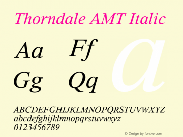 Thorndale AMT Italic OTF 1.005;PS 001.000;Core 1.0.32;makeotf.lib1.4.3831图片样张