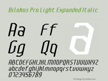 BilokosProLightExpandedItalic Version 2.0; Mar 2021 by Audry Kitoko Makelele Font Sample