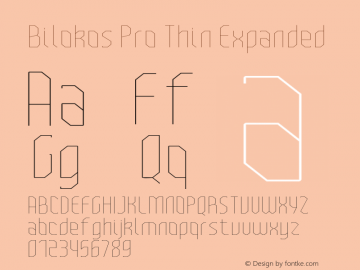 BilokosProThinExpanded Version 2.0; Mar 2021 by Audry Kitoko Makelele Font Sample