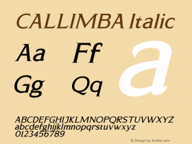 CALLIMBA Italic Version 1.00;March 29, 2021;FontCreator 13.0.0.2683 64-bit Font Sample