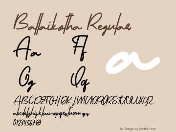 Ballaikotha Version 1.00;July 15, 2020;FontCreator 12.0.0.2545 64-bit图片样张