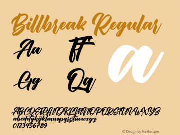 Billbreak Version 1.00;March 25, 2021;FontCreator 13.0.0.2675 64-bit Font Sample