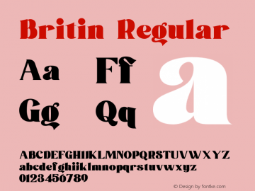Britin Version 1.00;October 15, 2020;FontCreator 11.5.0.2430 64-bit图片样张