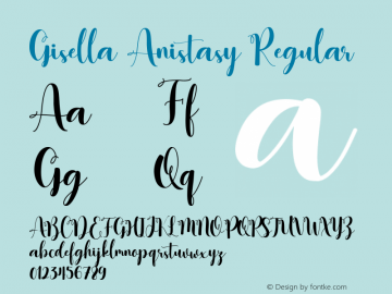 Gisella Anistasy Regular Version 1.000 Font Sample