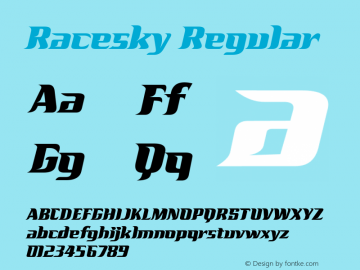 Racesky Version 1.00;March 24, 2021;FontCreator 13.0.0.2681 64-bit Font Sample