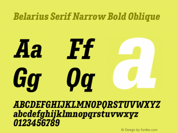 Belarius Serif Narrow Bold Oblique Version 1.001图片样张