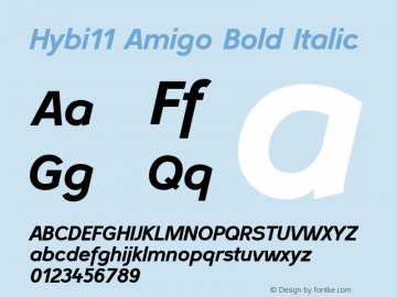 Hybi11 Amigo Bold Italic 1.013 Font Sample