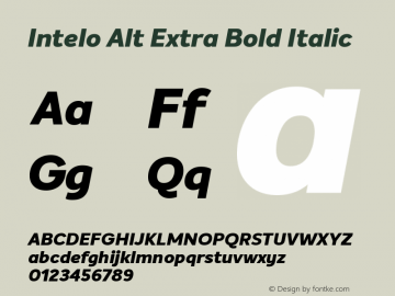 Intelo Alt Extra Bold Italic 1.000 Font Sample