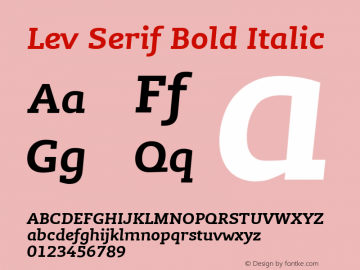 Lev Serif Bold Italic Version 1.002 Font Sample