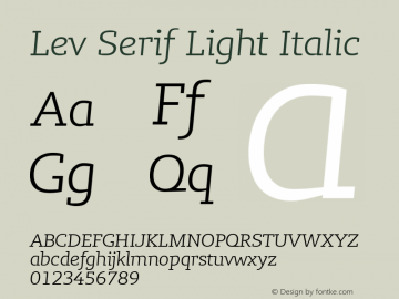 Lev Serif Light Italic Version 1.002图片样张