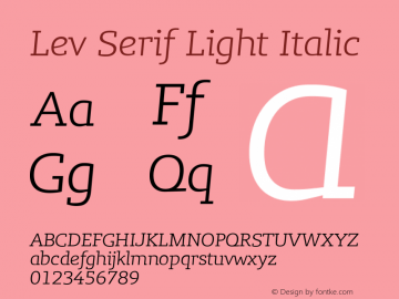 Lev Serif Light Italic Version 1.002图片样张