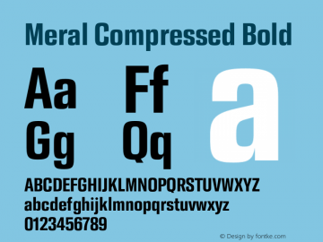 Meral Compressed Bold Version 1.000;hotconv 1.0.109;makeotfexe 2.5.65596 Font Sample