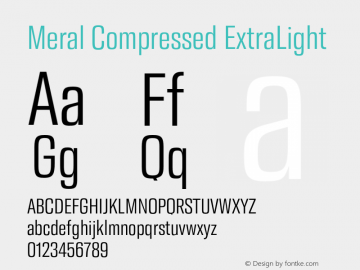 Meral Compressed ExtraLight Version 1.000;hotconv 1.0.109;makeotfexe 2.5.65596图片样张