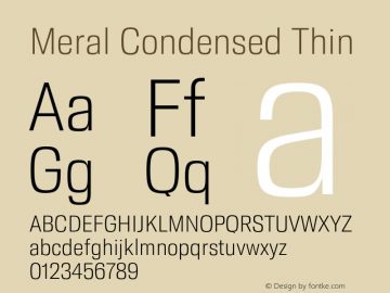 Meral Condensed Thin Version 1.000;hotconv 1.0.109;makeotfexe 2.5.65596图片样张