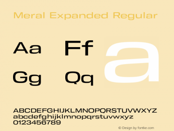 Meral Expanded Regular Version 1.000;hotconv 1.0.109;makeotfexe 2.5.65596 Font Sample