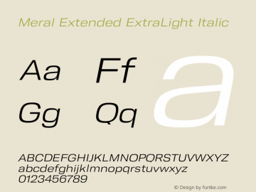 Meral Extended ExtraLight Italic Version 1.000;hotconv 1.0.109;makeotfexe 2.5.65596图片样张