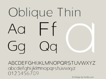 Oblique Thin Version 1.000 Font Sample