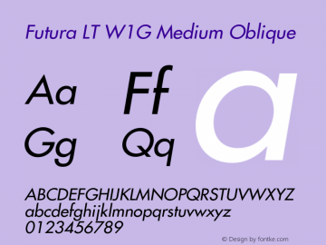 Futura LT W1G Medium Oblique Version 1.00图片样张