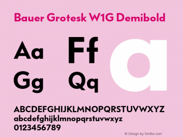 Bauer Grotesk W1G Demibold Version 7.700, build 1040, FoPs, FL 5.04图片样张