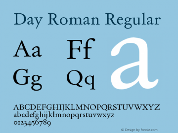 Day Roman Regular 1.0; December 2002 Font Sample