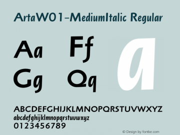 Arta W01 Medium Italic Version 1.1 Font Sample
