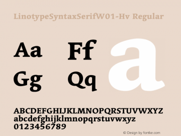 Linotype Syntax Serif W01 Heavy Version 1.01 Font Sample