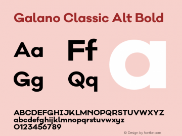 Galano Classic Alt Bold Version 1.000;PS 001.000;hotconv 1.0.70;makeotf.lib2.5.58329 Font Sample