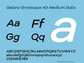 Galano Grotesque Alt Medium Italic Version 1.000;PS 001.000;hotconv 1.0.70;makeotf.lib2.5.58329 Font Sample