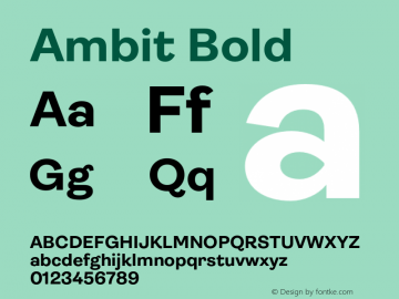 Ambit Bold Version 1.020;hotconv 1.0.109;makeotfexe 2.5.65596 Font Sample