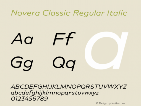 Novera-ClassicRegularItalic Version 1.000;PS 001.000;hotconv 1.0.88;makeotf.lib2.5.64775 Font Sample