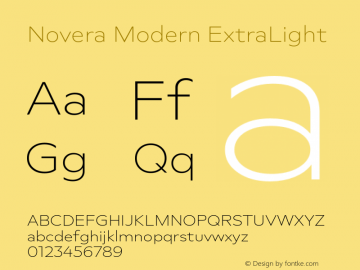 Novera-ModernExtraLight Version 1.000;PS 001.000;hotconv 1.0.88;makeotf.lib2.5.64775图片样张