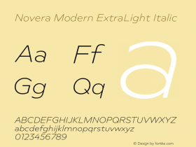 Novera-ModernExtraLightItalic Version 1.000;PS 001.000;hotconv 1.0.88;makeotf.lib2.5.64775 Font Sample
