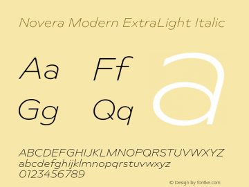 Novera-ModernExtraLightItalic Version 1.000;PS 001.000;hotconv 1.0.88;makeotf.lib2.5.64775图片样张