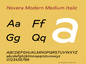 Novera-ModernMediumItalic Version 1.000;PS 001.000;hotconv 1.0.88;makeotf.lib2.5.64775 Font Sample