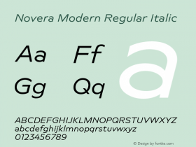 Novera-ModernRegularItalic Version 1.000;PS 001.000;hotconv 1.0.88;makeotf.lib2.5.64775 Font Sample