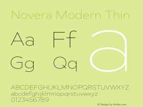 Novera-ModernThin Version 1.000;PS 001.000;hotconv 1.0.88;makeotf.lib2.5.64775 Font Sample